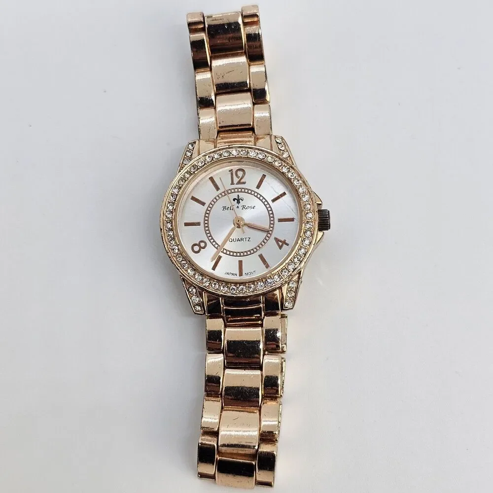 Bell Rose‎ Women's Watch 30MM Gold Dial Gold Bracelet Band 7